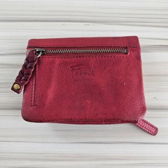 Fossil Red Leather Small Wallet - Picture 1 of 5